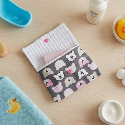 Pochette à savon bébé en coton et nid d'abeilles