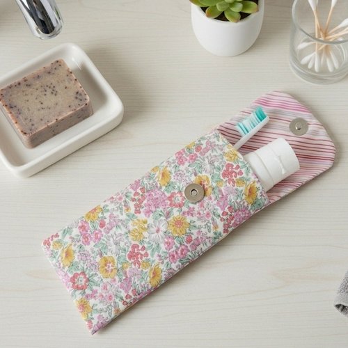 Etui brosse à dent coton motifs fleurs