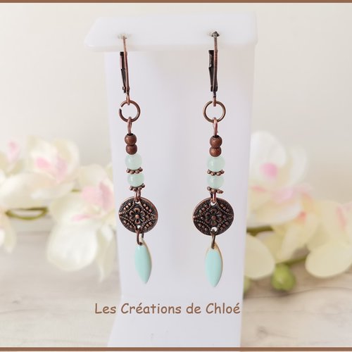 Boucles d'oreilles pendentif émail goutte
