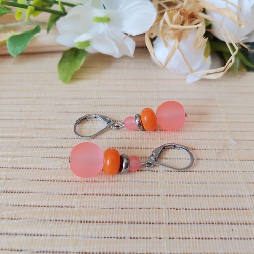 Boucles d'oreilles acier inoxydable et perles en verre