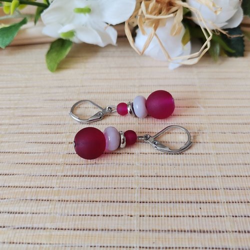 Boucles d'oreilles acier inoxydable et perles en verre