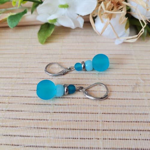 Boucles d'oreilles acier inoxydable et perles en verre