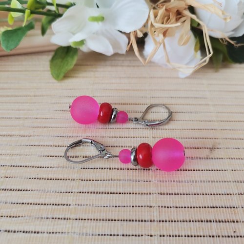 Boucles d'oreilles acier inoxydable et perles en verre