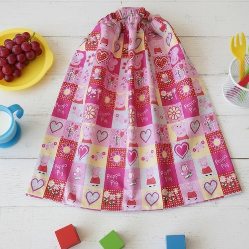 Serviette de cantine élastique motif peppa pig