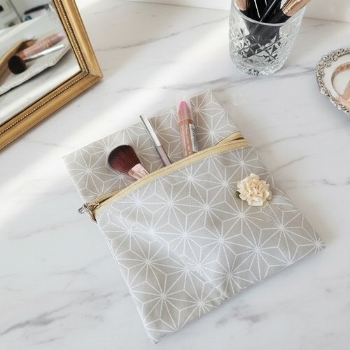 Pochette tissu coton enduit beige