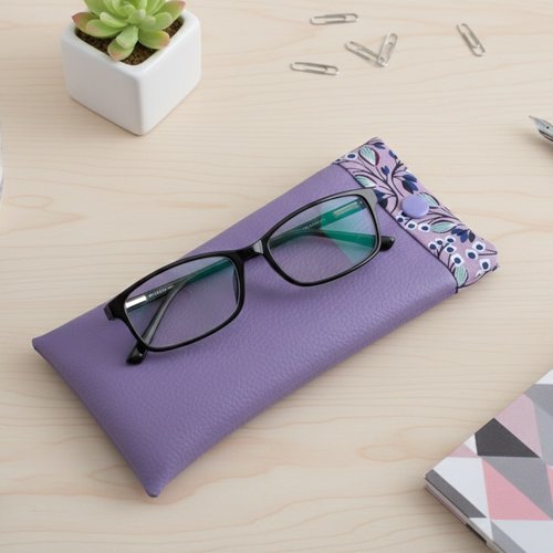 Etui à lunette en simili cuir et tissus coton