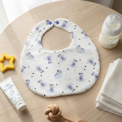 Bavoirs bébé coton et nid d'abeilles blanche