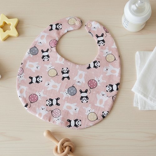 Bavoirs bébé coton et nid d'abeilles rose saumon