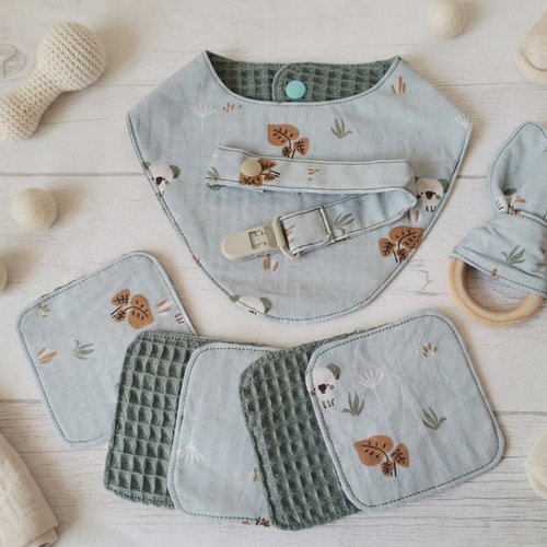 Coffret naissance/box naissance vert/animaux