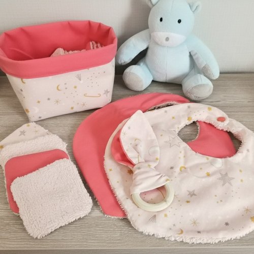 Ensemble naissance orange motif étoiles