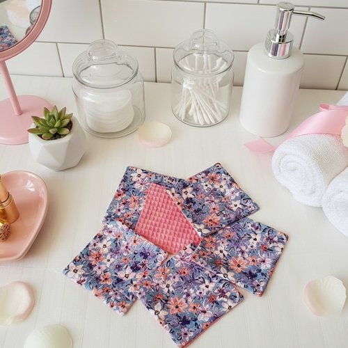 Lot de 9 lingettes démaquillantes coton fleur et nid d'abeilles