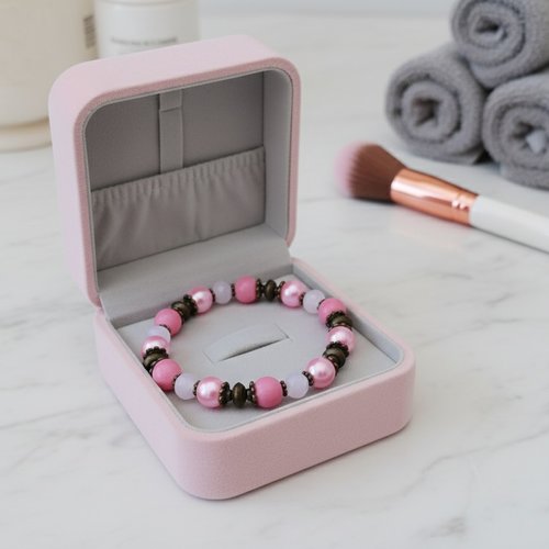 Bracelet perles en verre rose