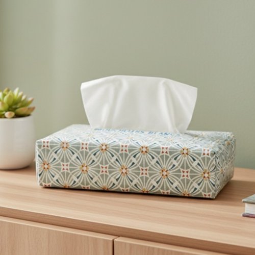 Housse pour boite à mouchoirs vert et orange