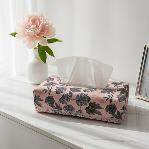 Housse pour boite à mouchoirs saumon