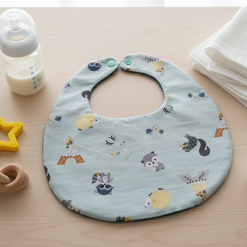 Bavoirs bébé coton et nid d'abeilles turquoise