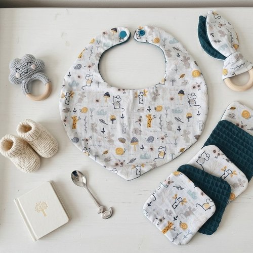 Coffret naissance/box naissance turquoise/animaux