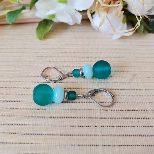 Boucles d'oreilles acier inoxydable et perles en verre