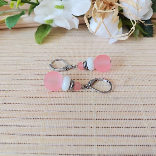 Boucles d'oreilles acier inoxydable et perles en verre