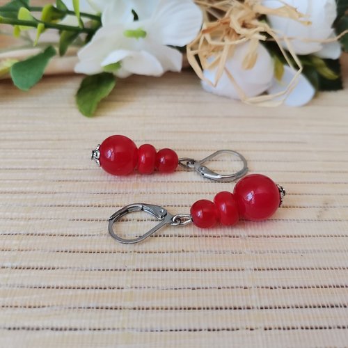 Boucles d'oreilles acier inoxydable et perles en verre