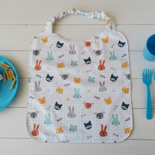 Serviette de cantine élastique motif têtes d'animaux