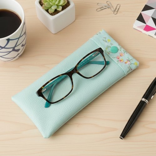 Etui à lunette en simili cuir et tissus coton imprimé