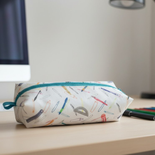 Trousse écolier motifs fournitures scolaires