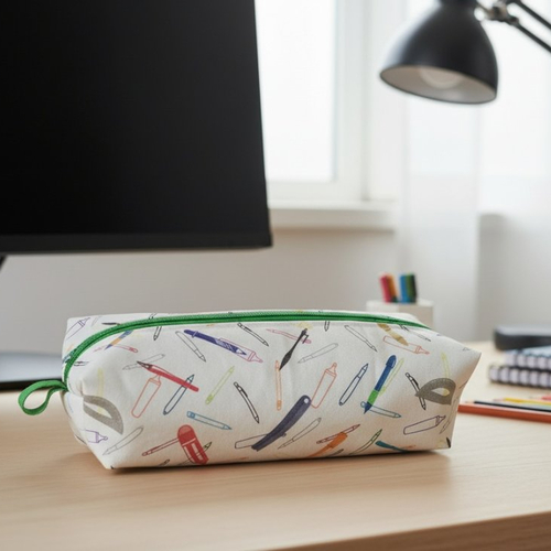 Trousse écolier motifs fournitures scolaires