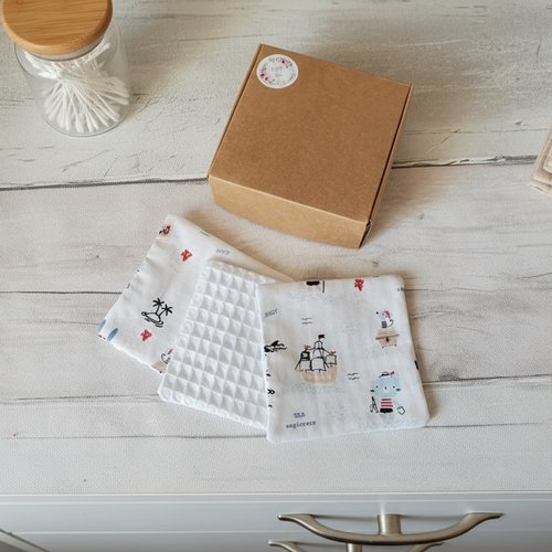 Boite de 8 lingettes bébé coton et nid d'abeilles blanc