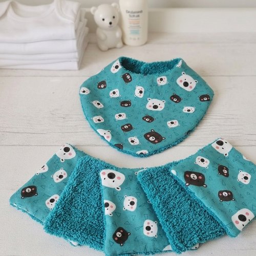 Ensemble naissance bavoir et 8 lingettes