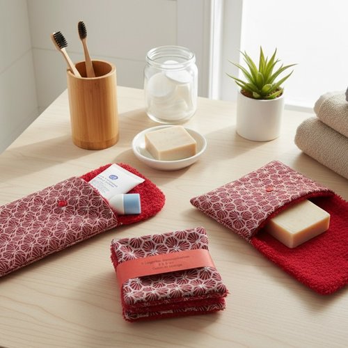 Ensemble étui brosse à dent, 6 lingettes et pochette savon