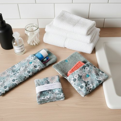 Ensemble étui brosse à dent, 6 lingettes et pochette savon