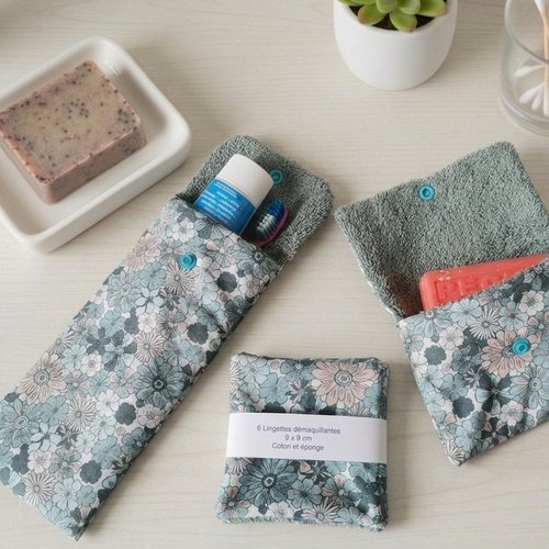 Ensemble étui brosse à dent, 6 lingettes et pochette savon