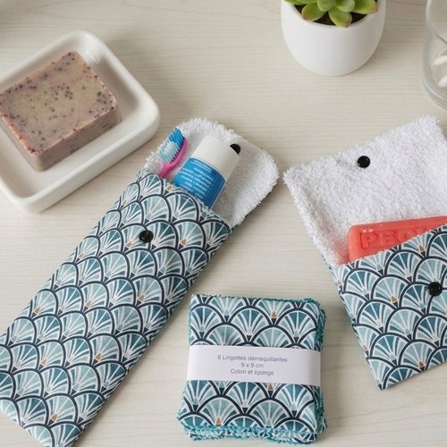 Ensemble étui brosse à dent, 8 lingettes et pochette savon