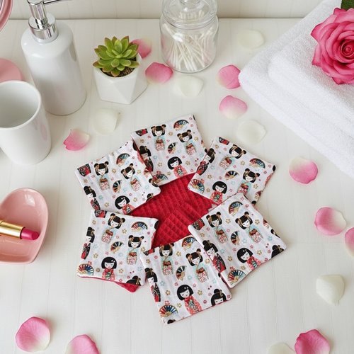 Lot de 8 lingettes démaquillantes coton et nid d'abeilles