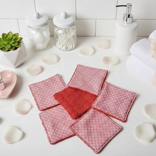 Boite de 6 lingettes démaquillantes coton imprimé et éponge