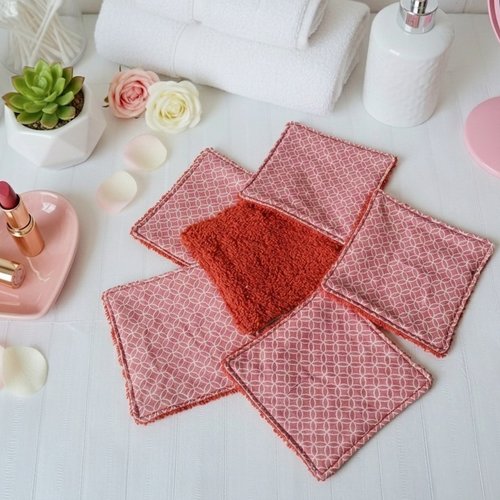 Boite de 6 lingettes démaquillantes coton imprimé et éponge