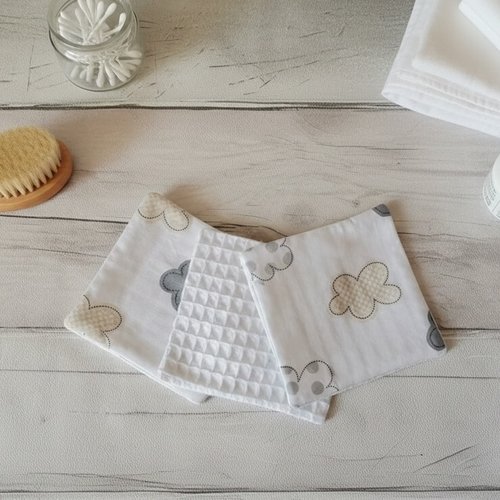 Lot de 7 lingettes bébé coton/nid d'abeilles blanc