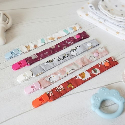 Attache tétine en tissus coton - lot 1