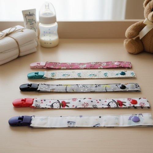 Attache tétine en tissus coton - lot 4