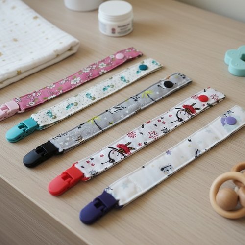 Attache tétine en tissus coton - lot 4