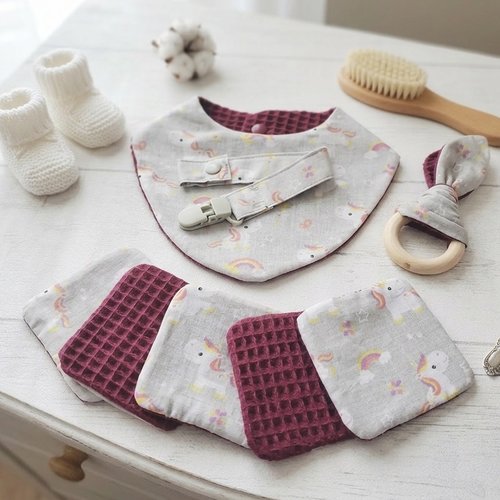Coffret naissance/box naissance violet/licorne