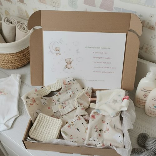 Coffret naissance/box naissance beige/animaux