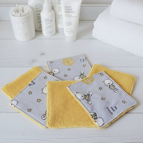 6 lingettes bébé coton et éponge bambou