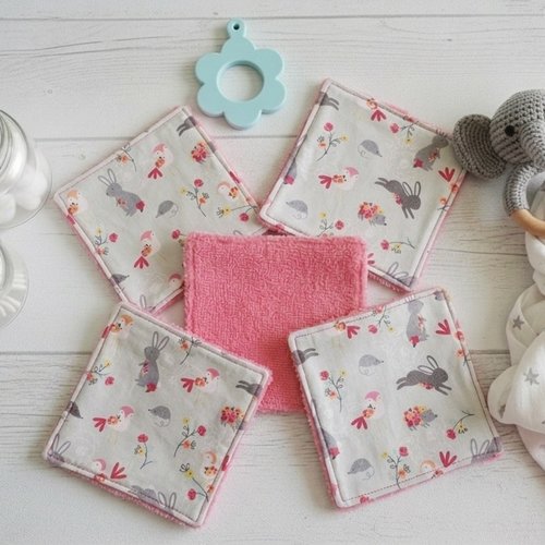 6 lingettes bébé coton et éponge bambou
