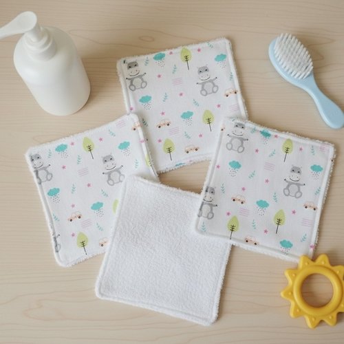 6 lingettes bébé coton et éponge bambou