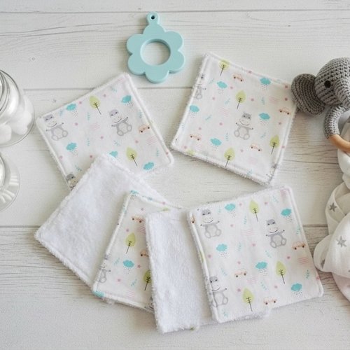6 lingettes bébé coton et éponge bambou