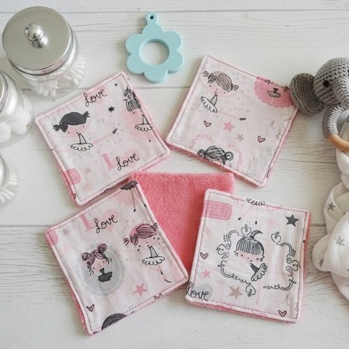 6 lingettes bébé coton et éponge bambou