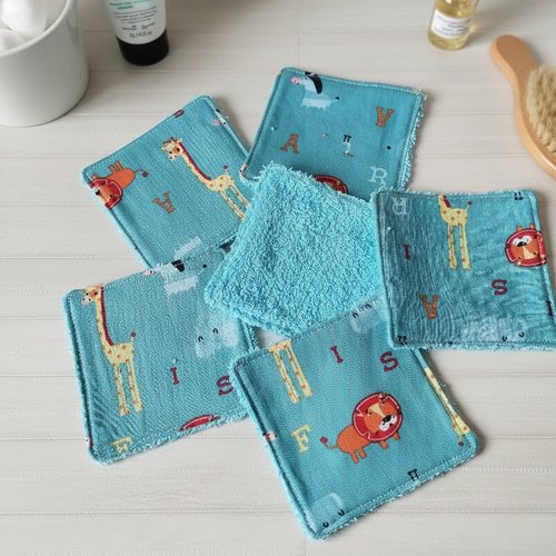 Lot de 7 lingettes lavables pour bébé coton et éponge