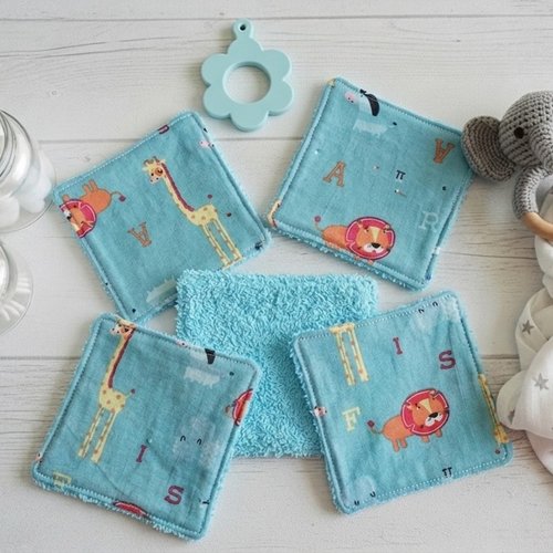 Lot de 7 lingettes lavables pour bébé coton et éponge