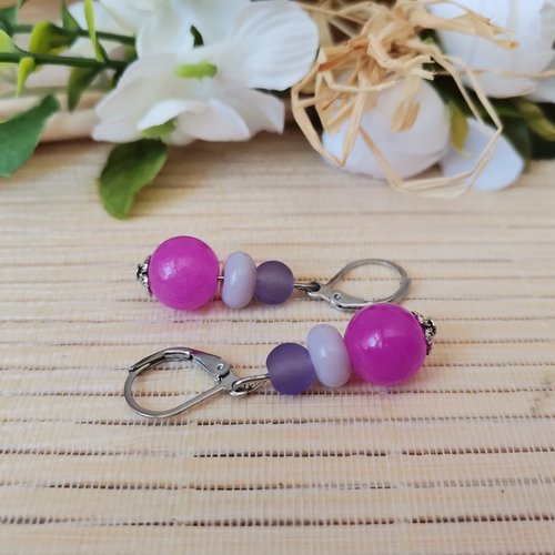 Boucles d'oreilles acier inoxydable et perles en verre